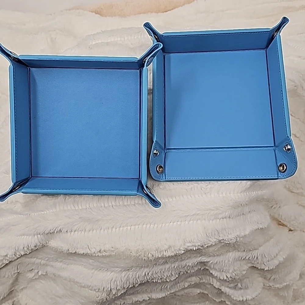 Faux Leather Jewelry Tray‎ Powder Blue Reptile Textured Foldable Organizer